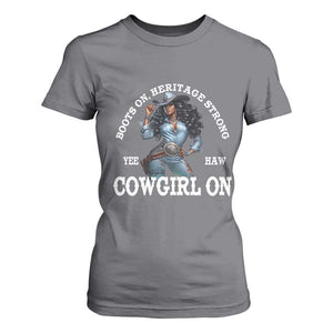 Boots On Heritage Strong Cowgirl On T Shirt For Women African American Black Cowgirl TS11 Charcoal Print Your Wear