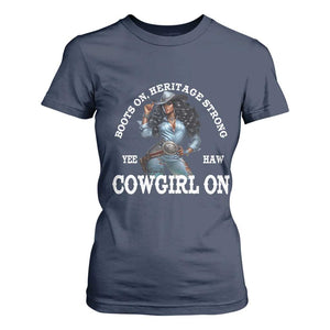 Boots On Heritage Strong Cowgirl On T Shirt For Women African American Black Cowgirl TS11 Navy Print Your Wear
