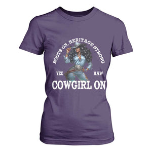 Boots On Heritage Strong Cowgirl On T Shirt For Women African American Black Cowgirl TS11 Purple Print Your Wear