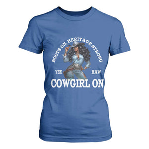 Boots On Heritage Strong Cowgirl On T Shirt For Women African American Black Cowgirl TS11 Royal Blue Print Your Wear