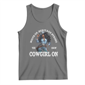 Boots On Heritage Strong Cowgirl On Tank Top African American Black Cowgirl TS11 Black Heather Print Your Wear