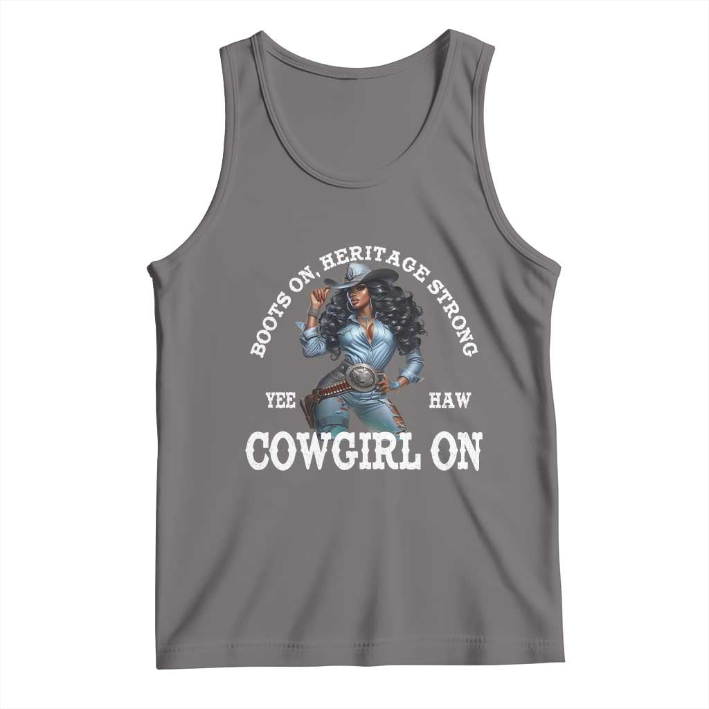 Boots On Heritage Strong Cowgirl On Tank Top African American Black Cowgirl TS11 Deep Heather Print Your Wear