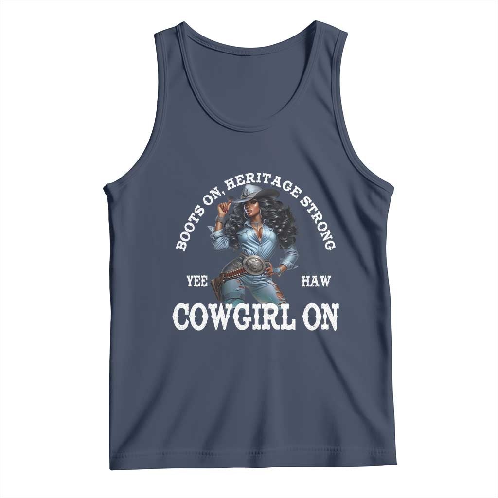 Boots On Heritage Strong Cowgirl On Tank Top African American Black Cowgirl TS11 Navy Print Your Wear