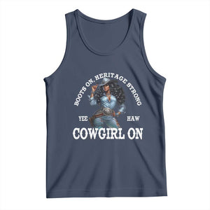 Boots On Heritage Strong Cowgirl On Tank Top African American Black Cowgirl TS11 Navy Print Your Wear