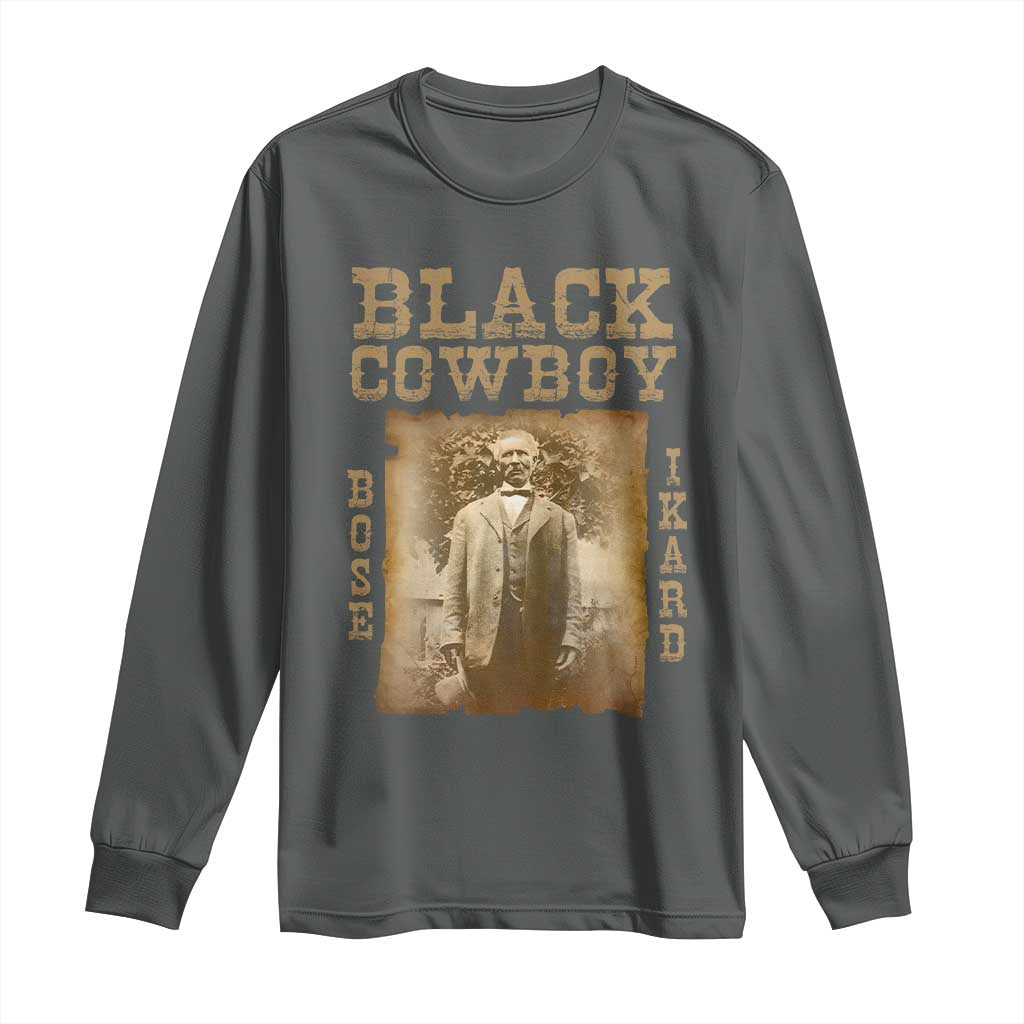Bose Ikard Long Sleeve Shirt Black Cowboy Western Legend Vintage TS02 Dark Heather Print Your Wear