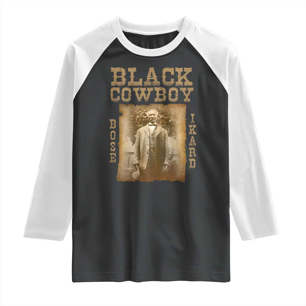 Bose Ikard Raglan Shirt Black Cowboy Western Legend Vintage TS02 Black White Print Your Wear