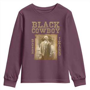 Bose Ikard Youth Sweatshirt Black Cowboy Western Legend Vintage TS02 Maroon Print Your Wear