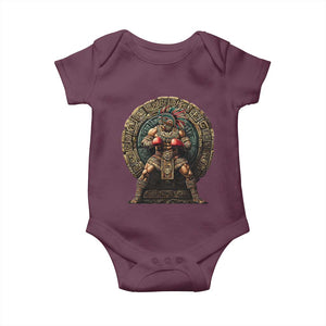 Boxing Mexico Baby Onesie Aztec Warrior Mexican Dad Gifts TS10 Maroon Print Your Wear