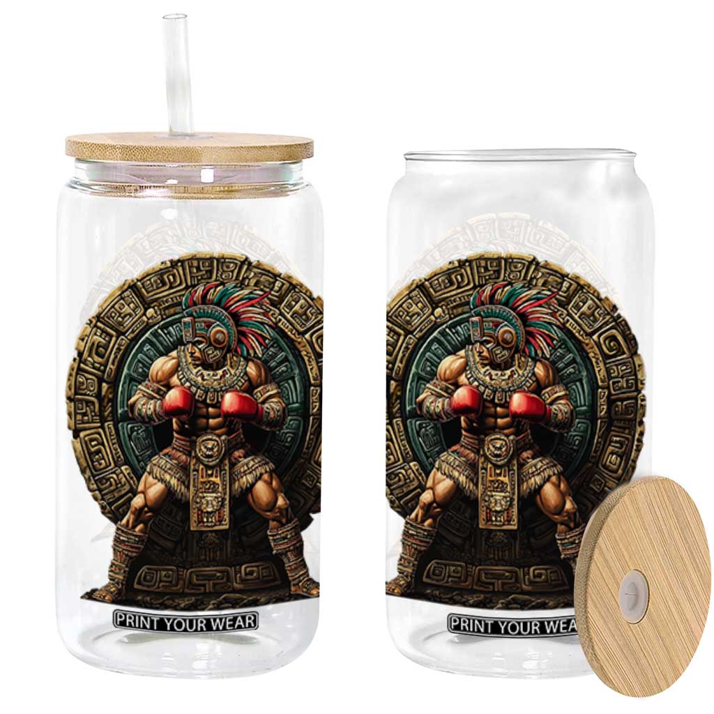 Boxing Mexico Glass Can Aztec Warrior Mexican Dad Gifts TS10 Black Print Your Wear