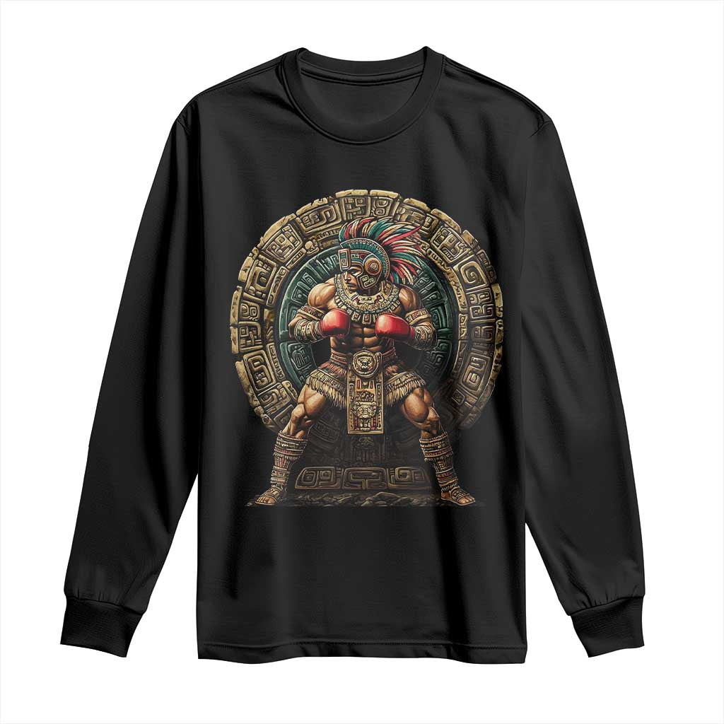 Boxing Mexico Long Sleeve Shirt Aztec Warrior Mexican Dad Gifts TS10 Black Print Your Wear