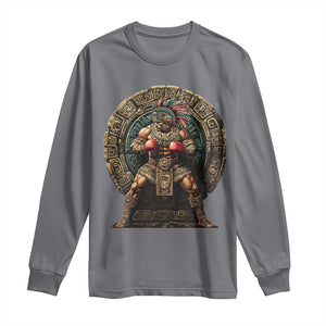 Boxing Mexico Long Sleeve Shirt Aztec Warrior Mexican Dad Gifts TS10 Charcoal Print Your Wear