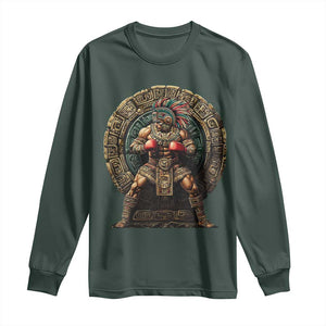 Boxing Mexico Long Sleeve Shirt Aztec Warrior Mexican Dad Gifts TS10 Dark Forest Green Print Your Wear