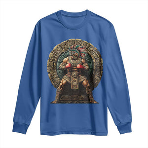 Boxing Mexico Long Sleeve Shirt Aztec Warrior Mexican Dad Gifts TS10 Royal Blue Print Your Wear