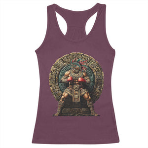 Boxing Mexico Racerback Tank Top Aztec Warrior Mexican Dad Gifts TS10 Maroon Print Your Wear