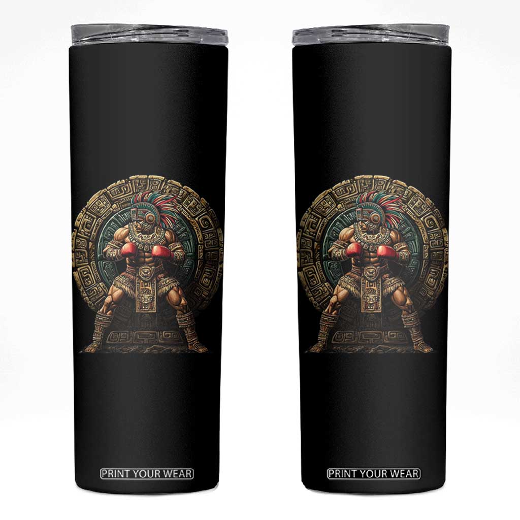Boxing Mexico Skinny Tumbler Aztec Warrior Mexican Dad Gifts TS10 Black Print Your Wear