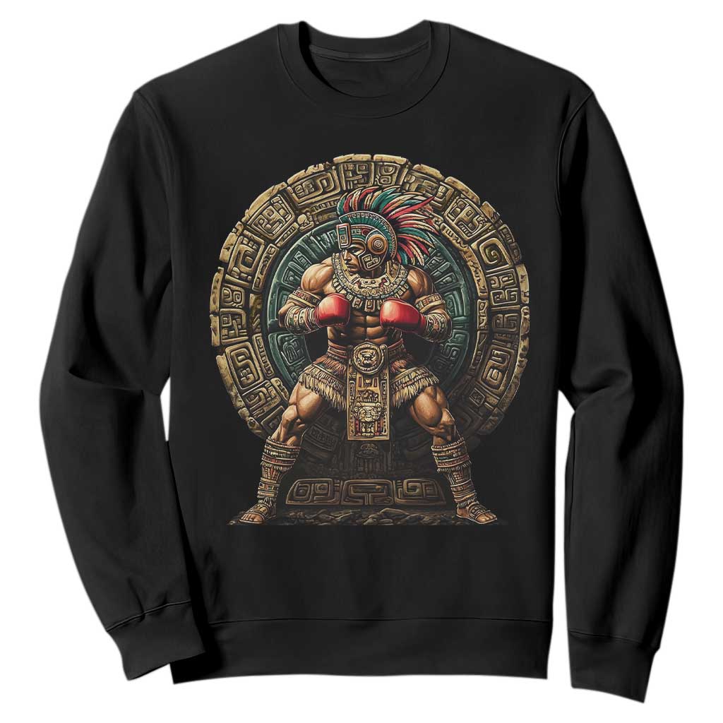 Boxing Mexico Sweatshirt Aztec Warrior Mexican Dad Gifts TS10 Black Print Your Wear
