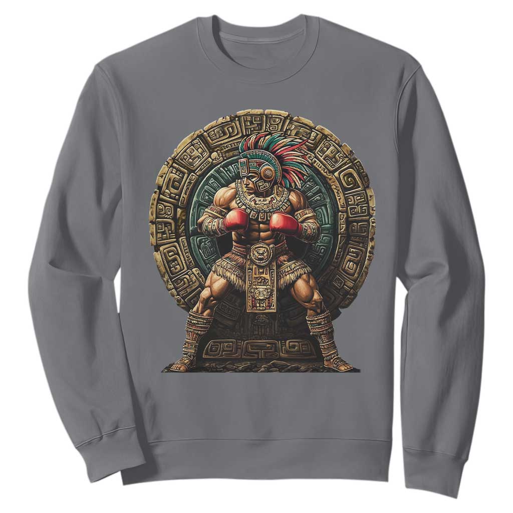 Boxing Mexico Sweatshirt Aztec Warrior Mexican Dad Gifts TS10 Charcoal Print Your Wear