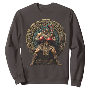 Boxing Mexico Sweatshirt Aztec Warrior Mexican Dad Gifts TS10 Dark Chocolate Print Your Wear