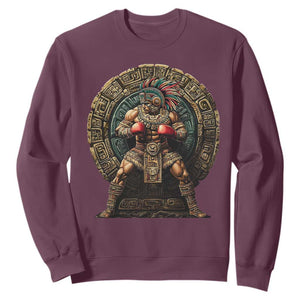 Boxing Mexico Sweatshirt Aztec Warrior Mexican Dad Gifts TS10 Maroon Print Your Wear