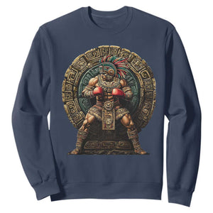 Boxing Mexico Sweatshirt Aztec Warrior Mexican Dad Gifts TS10 Navy Print Your Wear