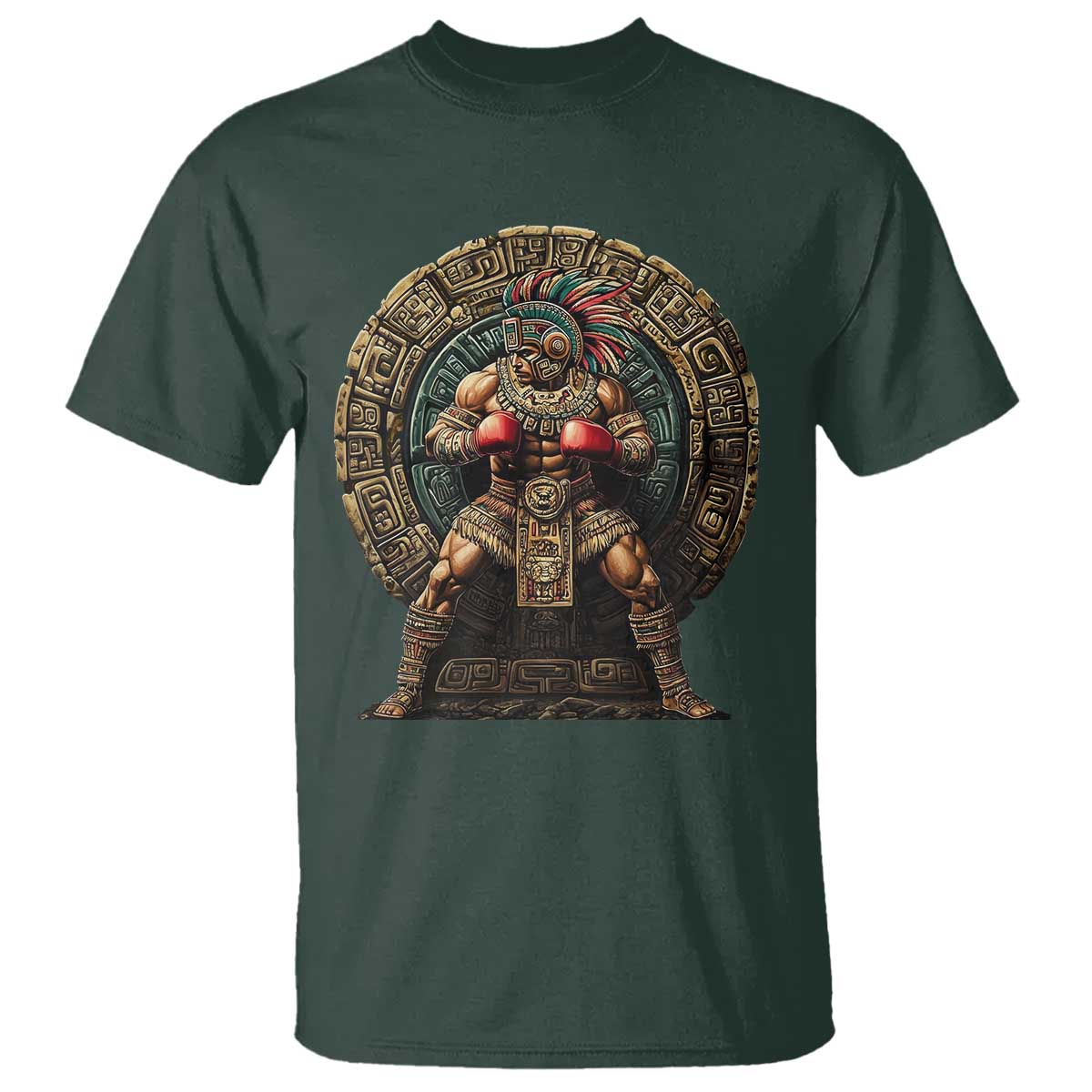 Boxing Mexico T Shirt Aztec Warrior Mexican Dad Gifts TS10 Dark Forest Green Print Your Wear