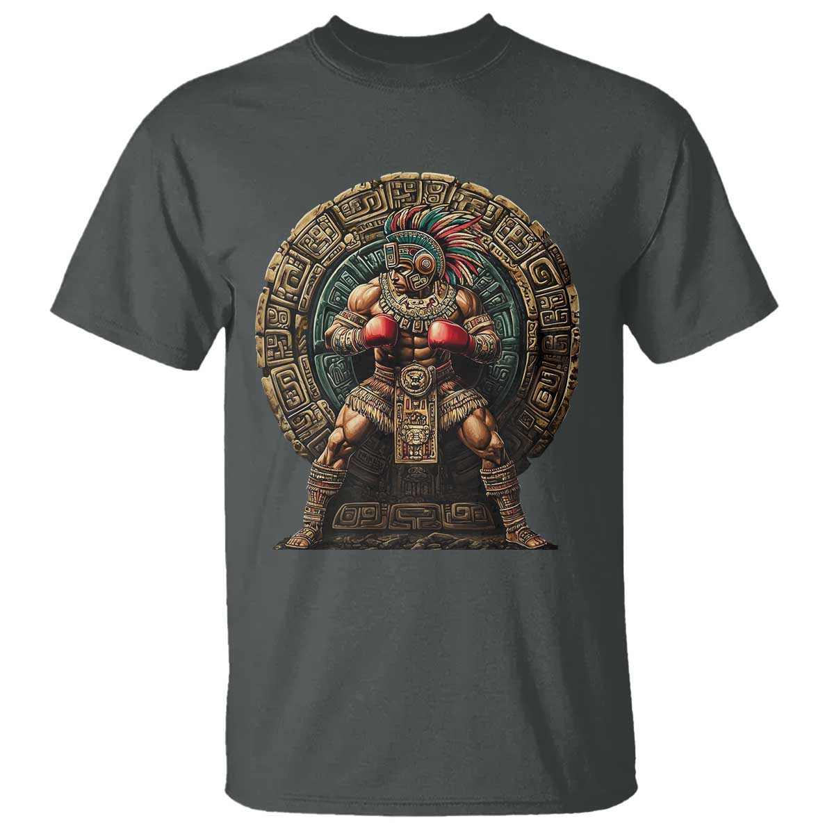 Boxing Mexico T Shirt Aztec Warrior Mexican Dad Gifts TS10 Dark Heather Print Your Wear