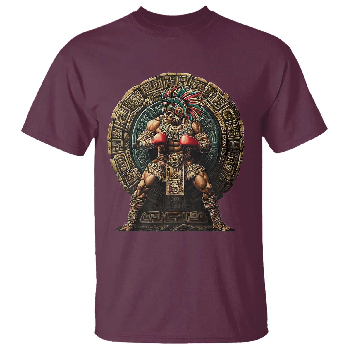 Boxing Mexico T Shirt Aztec Warrior Mexican Dad Gifts TS10 Maroon Print Your Wear