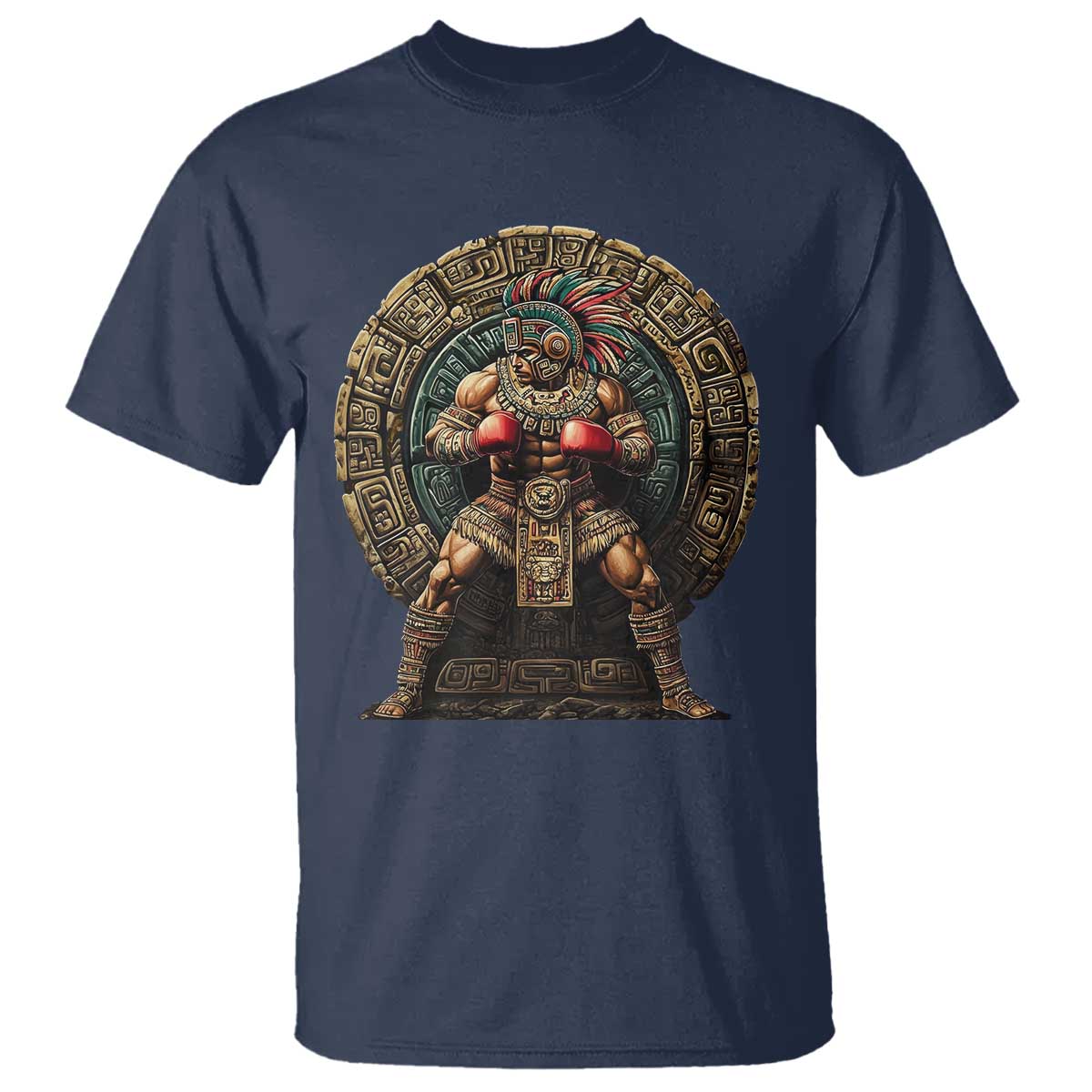 Boxing Mexico T Shirt Aztec Warrior Mexican Dad Gifts TS10 Navy Print Your Wear