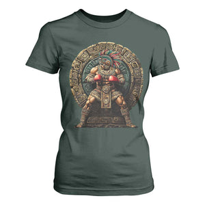 Boxing Mexico T Shirt For Women Aztec Warrior Mexican Dad Gifts TS10 Dark Forest Green Print Your Wear
