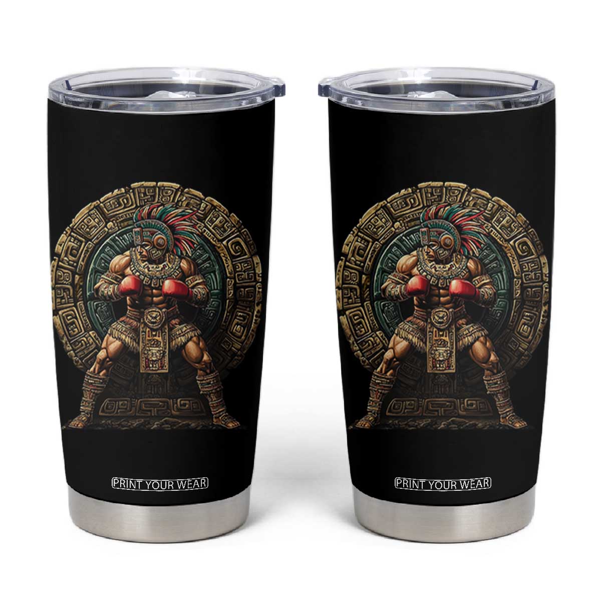 Boxing Mexico Tumbler Cup Aztec Warrior Mexican Dad Gifts TS10 Black Print Your Wear