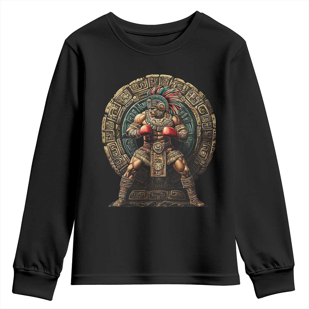 Boxing Mexico Youth Sweatshirt Aztec Warrior Mexican Dad Gifts TS10 Black Print Your Wear