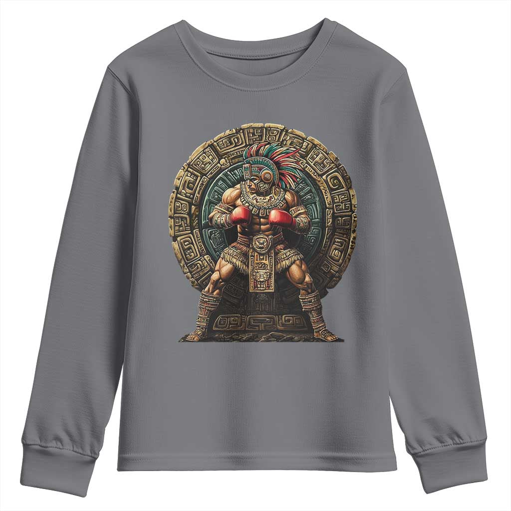 Boxing Mexico Youth Sweatshirt Aztec Warrior Mexican Dad Gifts TS10 Charcoal Print Your Wear