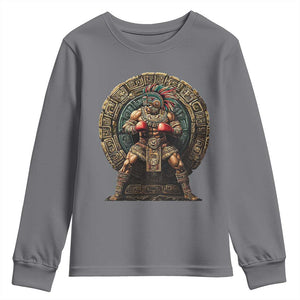Boxing Mexico Youth Sweatshirt Aztec Warrior Mexican Dad Gifts TS10 Charcoal Print Your Wear