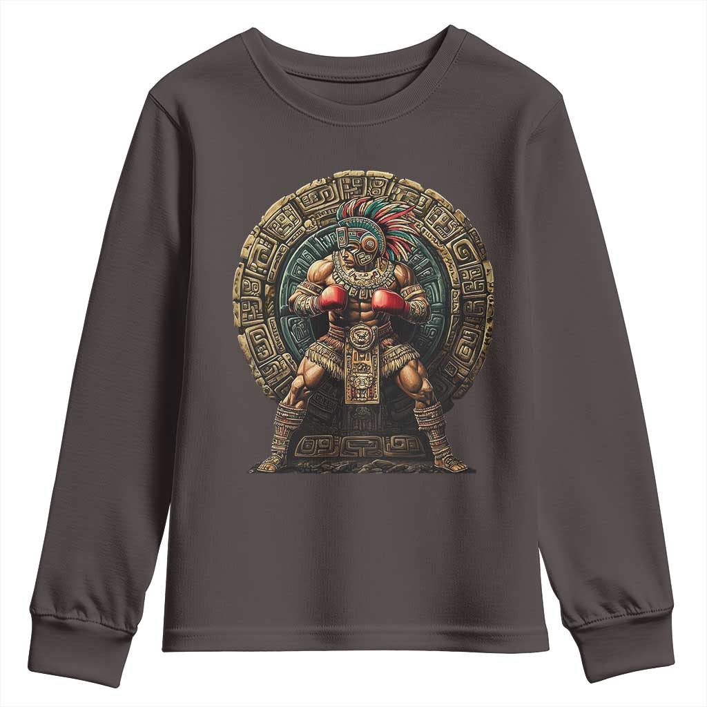 Boxing Mexico Youth Sweatshirt Aztec Warrior Mexican Dad Gifts TS10 Dark Chocolate Print Your Wear