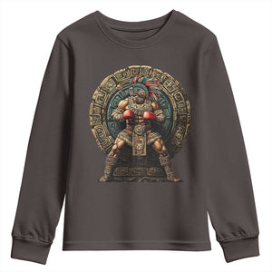 Boxing Mexico Youth Sweatshirt Aztec Warrior Mexican Dad Gifts TS10 Dark Chocolate Print Your Wear