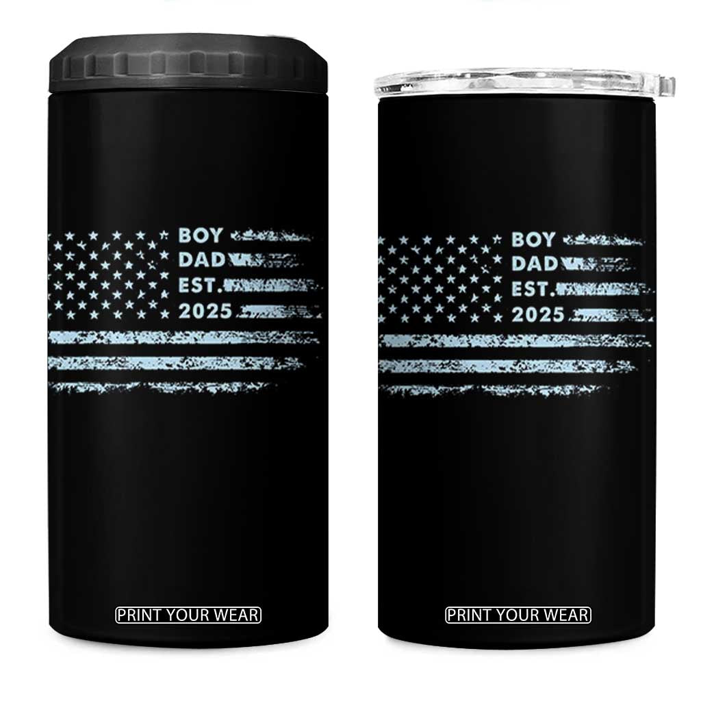 Boy Dad Est 2025 4 in 1 Can Cooler Tumbler American Flag First Fathers Day TS10 One Size: 16 oz Black Print Your Wear