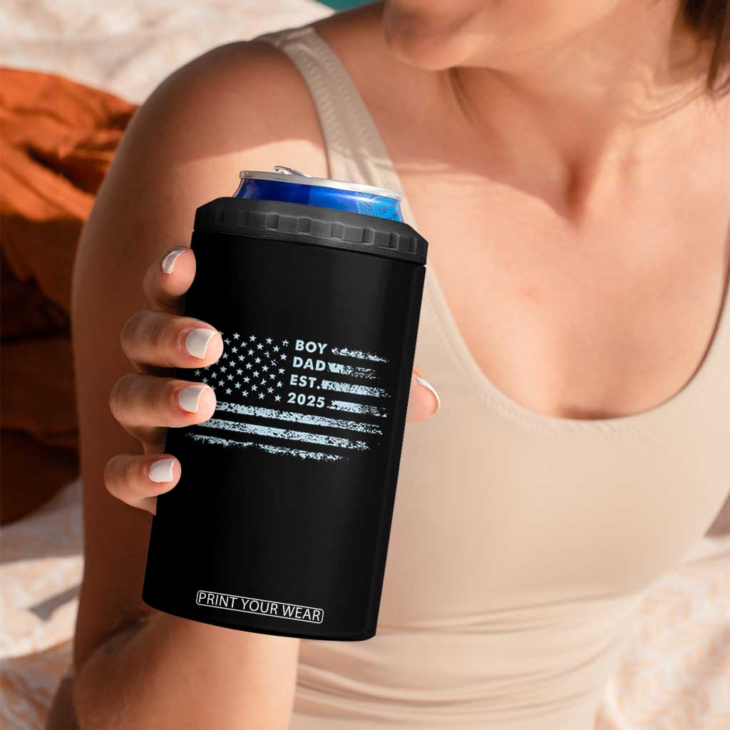 Boy Dad Est 2025 4 in 1 Can Cooler Tumbler American Flag First Fathers Day TS10 Print Your Wear
