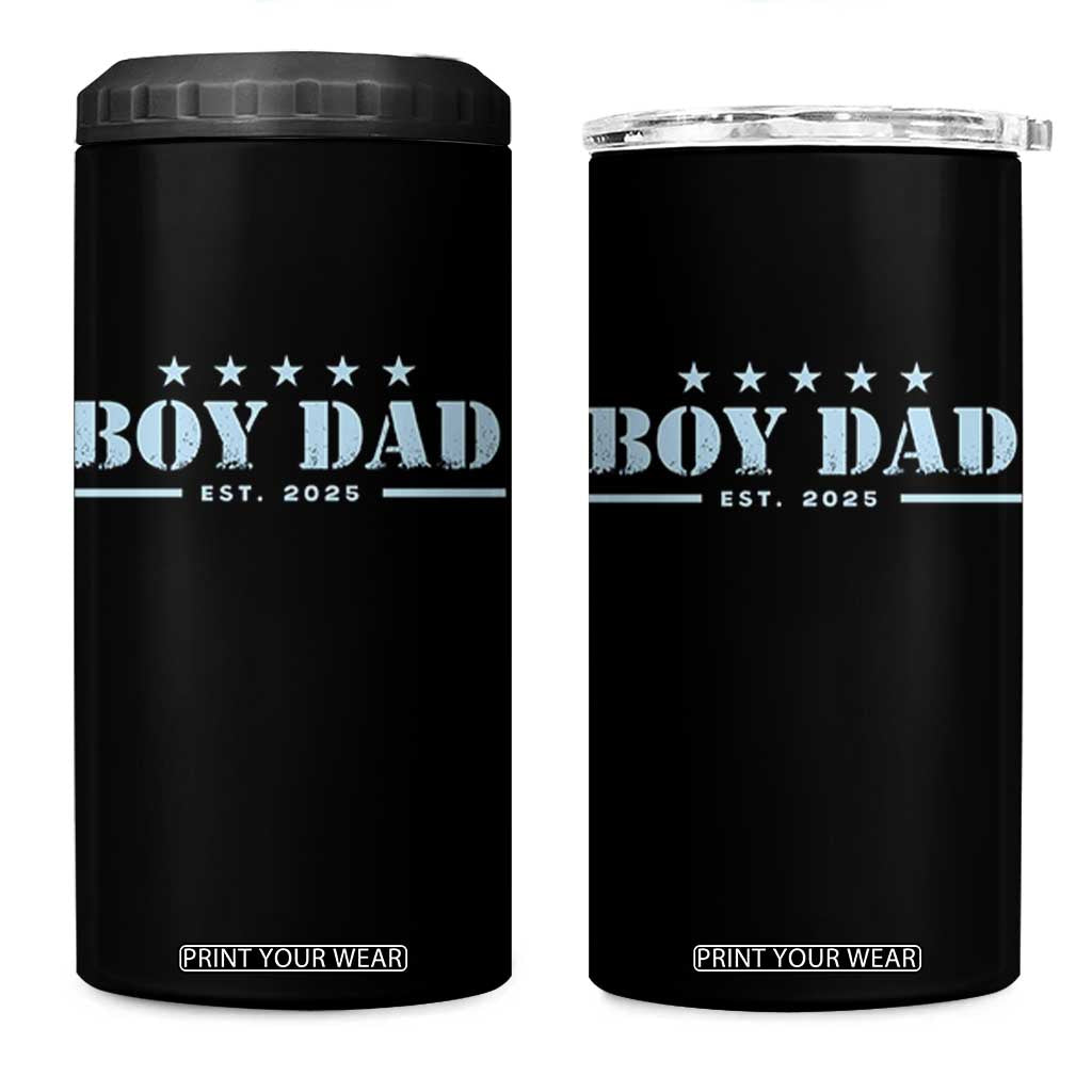 Boy Dad Est 2025 4 in 1 Can Cooler Tumbler Expect Baby Boy Son Father 2025 TS10 One Size: 16 oz Black Print Your Wear
