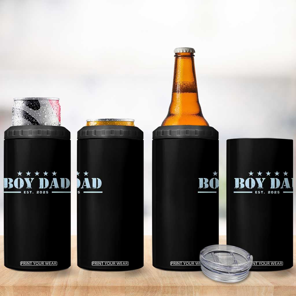 Boy Dad Est 2025 4 in 1 Can Cooler Tumbler Expect Baby Boy Son Father 2025 TS10 Print Your Wear