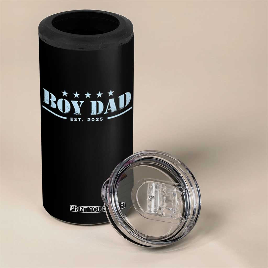 Boy Dad Est 2025 4 in 1 Can Cooler Tumbler Expect Baby Boy Son Father 2025 TS10 Print Your Wear