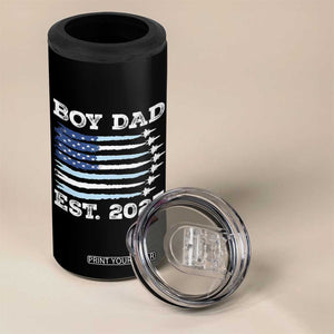 Boy Dad Est 2025 4 in 1 Can Cooler Tumbler Newborn Daddy Father Baby Boy Son USA Flag Fighter Jets TS10 Print Your Wear