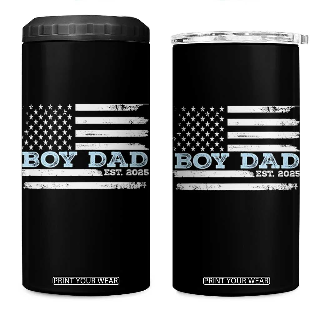 Boy Dad Est 2025 4 in 1 Can Cooler Tumbler Newborn Daddy Father Baby Boy Son USA Flag TS10 One Size: 16 oz Black Print Your Wear