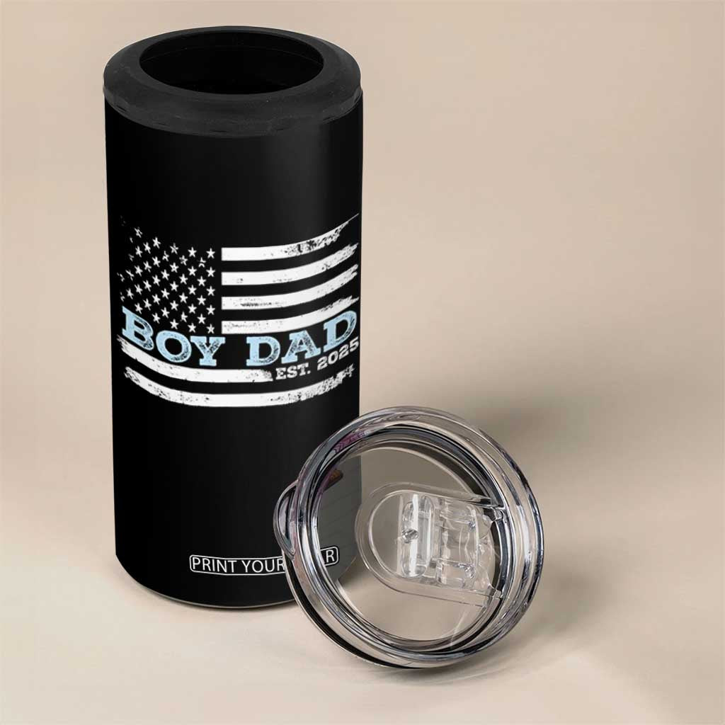 Boy Dad Est 2025 4 in 1 Can Cooler Tumbler Newborn Daddy Father Baby Boy Son USA Flag TS10 Print Your Wear