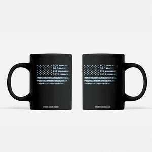Boy Dad Est 2025 Coffee Mug American Flag First Fathers Day TS10 Black Print Your Wear