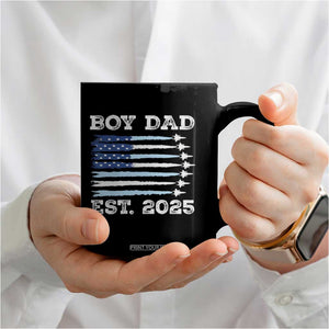 Boy Dad Est 2025 Coffee Mug Newborn Daddy Father Baby Boy Son USA Flag Fighter Jets TS10 Print Your Wear