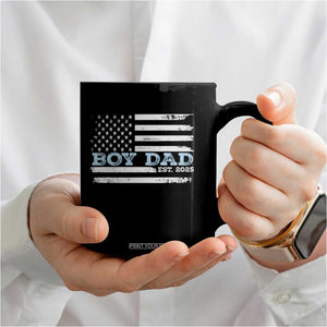 Boy Dad Est 2025 Coffee Mug Newborn Daddy Father Baby Boy Son USA Flag TS10 Print Your Wear