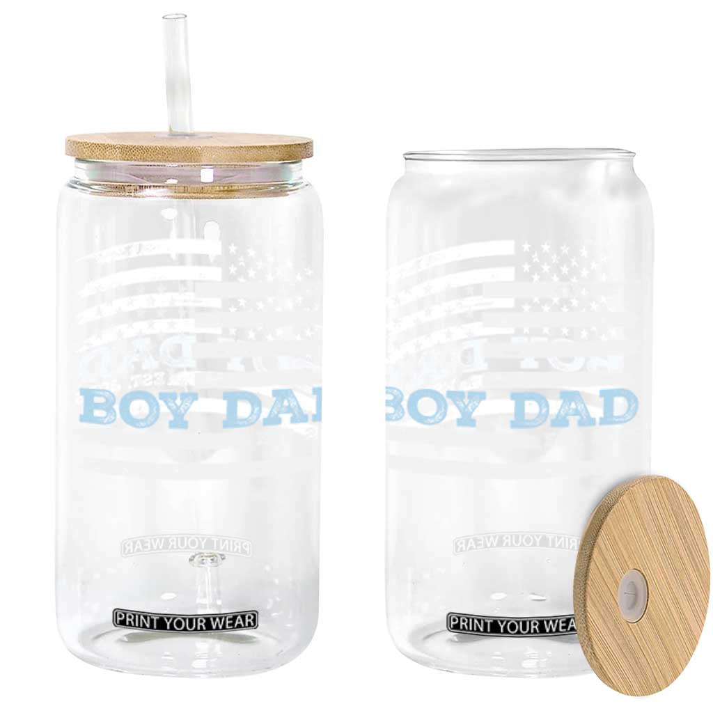 Boy Dad Est 2025 Glass Can Newborn Daddy Father Baby Boy Son USA Flag TS10 Black Print Your Wear