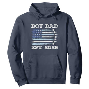 Boy Dad Est 2025 Hoodie Daddy Of Newborn Baby Boy First Fathers Day USA Flag Fighter Jets TS10 Navy Print Your Wear