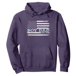 Boy Dad Est 2025 Hoodie Daddy Of Newborn Baby Boy First Fathers Day USA Flag TS10 Purple Print Your Wear