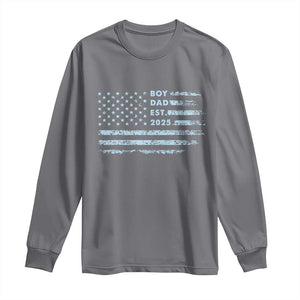Boy Dad Est 2025 Long Sleeve Shirt American Flag First Fathers Day TS10 Charcoal Print Your Wear